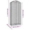 vidaXL Gabione mit Hochbogen 100x50x220/240 cm Verzinktes Produktbild-Vorschau 5