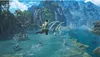 A group of people are in a vibrant, fantasy-like natural environment with a body of water, lush vegetation, and ancient ruins. Náhled obrázku produktu