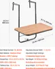 A product image showing a balcony hanging table with dimensions labeled. Voir les images du produit