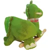 A green plush dinosaur rocking toy on a white background. Produktbild-Vorschau