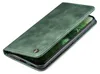 A green flip case for a smartphone is shown with the cover partially open. Produktbild-Vorschau
