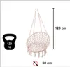 A hanging chair with dimensions and weight limit indicated. Produktbild-Vorschau