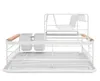 A white metal dish drying rack with wooden handles, shown against a white background. Náhled obrázku produktu