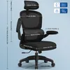 A diagram showing the dimensions of an ergonomic office chair. Produktbild-Vorschau