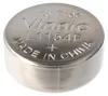 A close-up, top-down view of a single button cell battery. Podgląd zdjęcia produktu