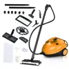 A steam cleaner and its accessories are displayed against a white background. Náhľad obrázku produktu