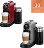 Collage of two Nespresso coffee machines with milk frothers, each with a glass of layered coffee. Anteprima dell’immagine prodotto