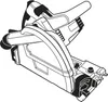 A black and white line drawing of a circular saw blade attachment for a cordless saw. Voir les images du produit