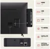 The back and bottom ports of a black LG television are shown, with callouts detailing the available connections. Produktbild-Vorschau