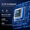 A marketing image showcasing a computer processor with technical specifications. Produktbild-Vorschau