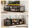 A collage of two images showing a TV stand in different configurations and with different decorative items. Náhľad obrázku produktu