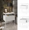 A collage of images showing a white nightstand with a drawer, both in a lifestyle setting and as a product shot. Náhled obrázku produktu