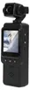A black action camera with a screen displaying a skier on a snowy mountain. Produktbild-Vorschau