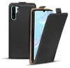 A black flip case for a Huawei P30 Pro phone, shown with the front cover open. Produktbild-Vorschau