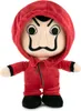 A plush toy of a character from the TV series Money Heist, wearing a red jumpsuit and mask. Voir les images du produit