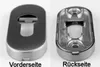 Two views of a door escutcheon plate, one showing the front and the other the back. Produktbild-Vorschau