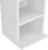 A close-up view of the bottom corner of a white shelving unit. Produktbild-Vorschau