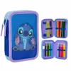 Dvoupatrový školní penál Stitch modrý - vybavený Náhled obrázku produktu 6