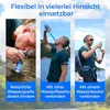 Three men are shown using a water filter in different scenarios: drinking directly from a natural water source, connecting it to a water bottle, and connecting it to a water bladder. Anteprima dell’immagine prodotto