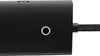 A close-up side view of a black electronic device with a braided cable attached. Voir les images du produit