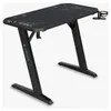 A black gaming desk with a Z-shaped leg design, featuring a cup holder and headphone hook. Produktbild-Vorschau
