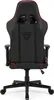 The back view of a black gaming chair with red accents. Produktbild-Vorschau