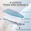 An exploded view of an ironing board showing its multiple layers and materials. Voir les images du produit