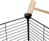 A wooden mallet is shown hitting a black plastic connector on a black wire cage, demonstrating assembly. Podgląd zdjęcia produktu