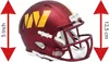 A maroon and yellow Washington Commanders Speed Mini Helmet with measurement indicators on the left and right sides. Produktbild-Vorschau