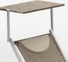 A close-up view of a beach chair's headrest and canopy. Produktbild-Vorschau