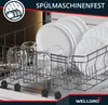 A dishwasher rack filled with plates and glasses. Produktbild-Vorschau