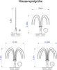 Diagrams showing different sizes of water features with dimensions. Produktbild-Vorschau