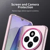 Close-up marketing image of a phone case with a pink accent around the camera module, showing screen and camera protection. Produktbild-Vorschau
