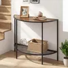 COSTWAY Console tafel, bijzettafel half rond met 2 niveaus, Productafbeelding-voorbeeld 9