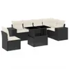 vidaXL 7-tlg. Garten-Sofagarnitur mit Kissen Schwarz Poly Produktbild-Vorschau 1