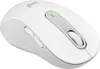 A white Logitech mouse is shown from a slightly elevated side angle on a white background. Produktbild-Vorschau