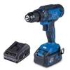 A cordless drill and its battery charger are displayed against a white background. Produktbild-Vorschau