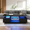 Merax Tavolino lucido con 2 cassetti e illuminazione a LED, Anteprima dell’immagine prodotto 1