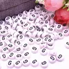 Perles pour lettres, 30 pièces, 4x7 mm, blanc avec noir, Voir les images du produit 1