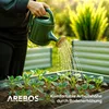 A person watering young plants in a raised garden bed. Produktbild-Vorschau