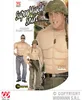 A marketing image for a 'Super Muscle Shirt' costume, showing two models wearing the shirt and a close-up of one model's chest. Produktbild-Vorschau