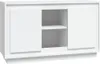 A white sideboard with two sliding doors and an open shelf in the middle. Náhľad obrázku produktu