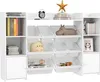 A white toy storage unit with multiple bins and shelves, filled with books and toys. Náhled obrázku produktu