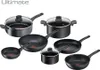 A collection of Tefal cookware, including pots and pans, arranged on a white background. Podgląd zdjęcia produktu