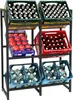 A multi-tiered metal rack holding crates of beverages and fruit. Produktbild-Vorschau