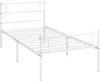 A white metal bed frame is shown against a white background. Produktbild-Vorschau