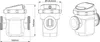 Technical drawings of a pool salt electrolysis device with dimensions. Náhled obrázku produktu