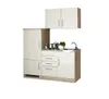 A compact kitchen unit with a refrigerator, sink, and cabinets. Produktbild-Vorschau