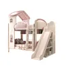 A children's bunk bed with a slide and ladder, set against a white background. Produktbild-Vorschau