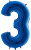 Riesenzahl Folienballon 40"/102cm | Blau Zahl: 3 Produktbild-Vorschau 1